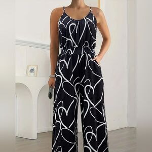 Vibrant Black/ White Heart Print Jumper